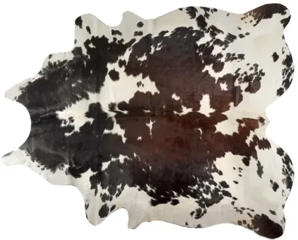6' x 7' Cowhide Hand Knotted Area Rug - Brown Black And White