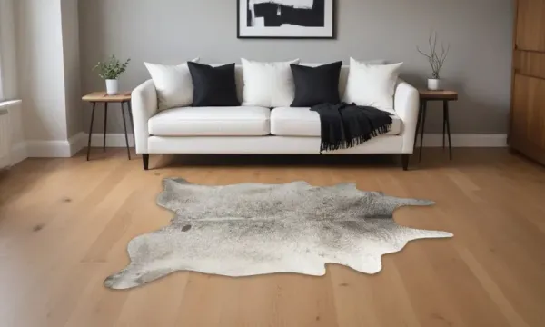 5' x 7' Cowhide Hand Knotted Area Rug - Taupe And Ivory