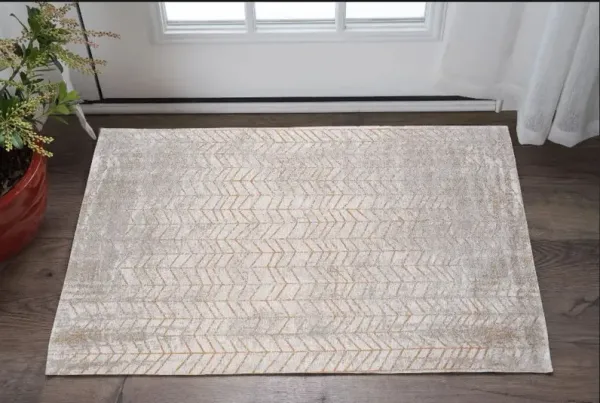 3' x 5' Chevron Non Skid Area Rug - Gray And Yellow