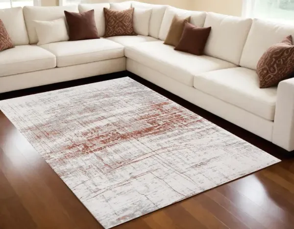 5' x 7' Abstract Non Skid Area Rug - Gray And Yellow