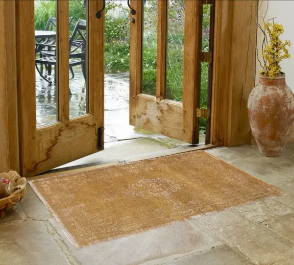 3' x 5' Medallion Non Skid Area Rug - Orange And White