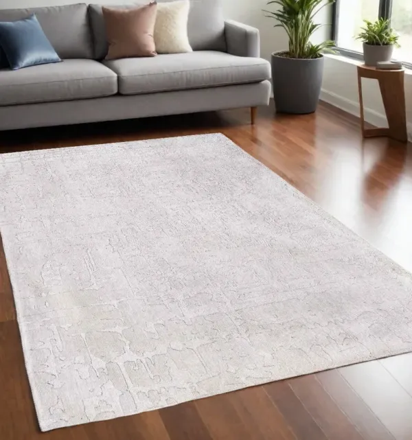 4' x 6' Abstract Non Skid Area Rug - White