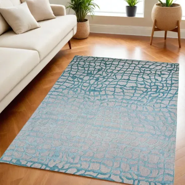 4' x 6' Abstract Non Skid Area Rug - Gray And Blue