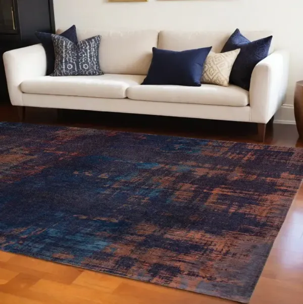 8' x 11' Abstract Non Skid Area Rug - Blue And Brown