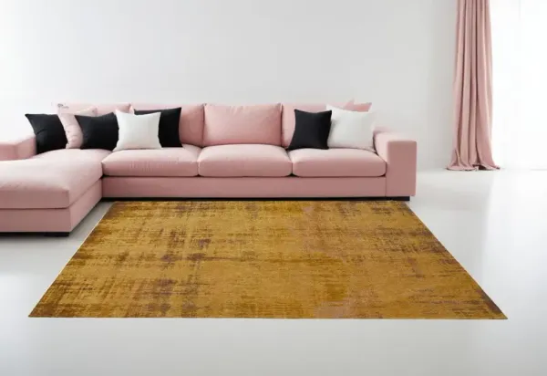5' x 7' Modern Abstract Non Skid 100% PET Area Rug - Yellow And Brown