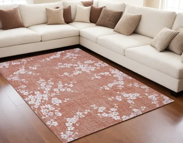 5' x 7' Oriental Non Skid Area Rug - Red And White