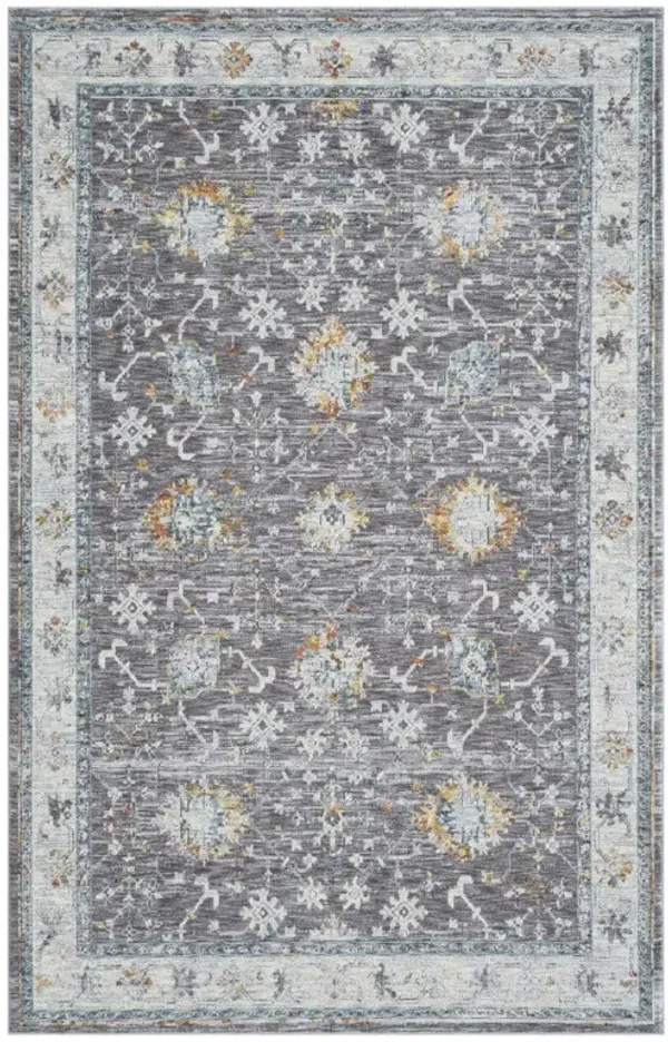 2' x 3' Floral Area Rug - Gray And Ivory