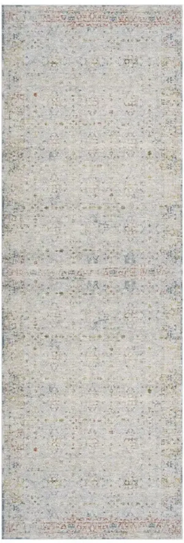 8' Runner Floral Distressed Runner Rug - Gray And Blue