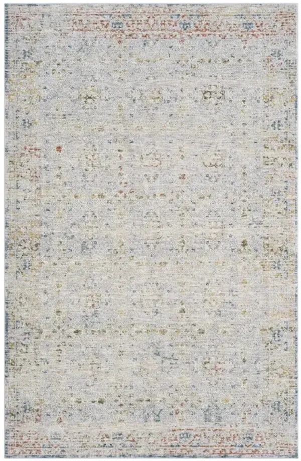 9' x 12' Floral Polyester Area Rug - Ivory And Blue