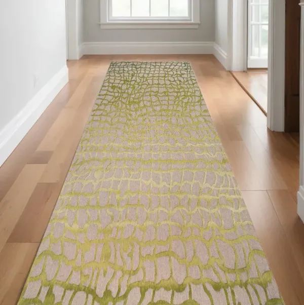 10' Abstract Non Skid Area Rug - Gray And Green