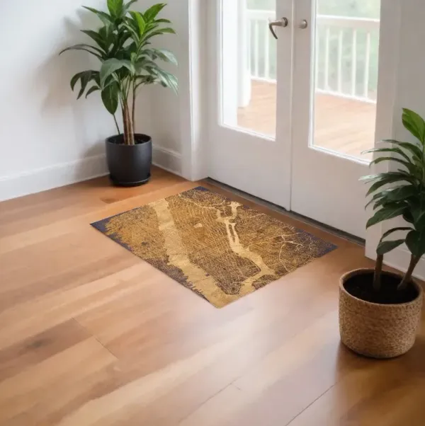 3' x 4' Abstract Non Skid Area Rug - Yellow