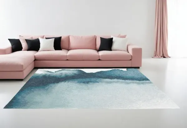 5' x 7' Modern Abstract Non Skid Area Rug - Blue And Gray