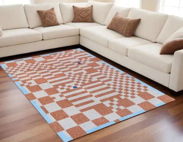 5' x 7' Geometric Non Skid Area Rug - Blue And Red