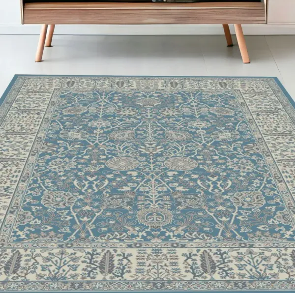 5' x 8' Oriental Area Rug - Blue And Ivory