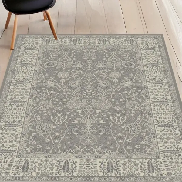 5' x 8' Oriental Area Rug - Gray And Ivory
