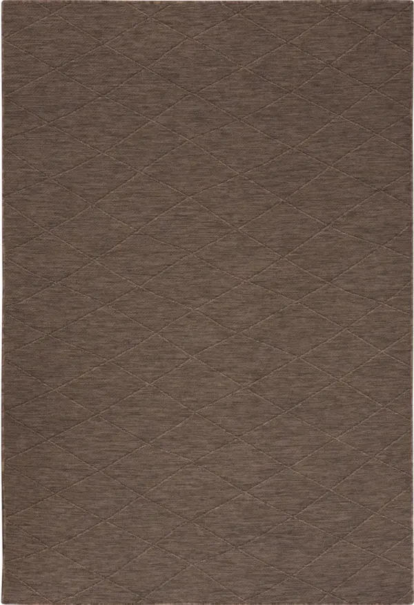 4' x 6' Geometric Power Loom Non Skid Area Rug - Brown