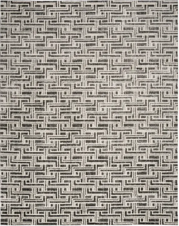 5' x 7' Geometric Distressed Area Rug - Gray