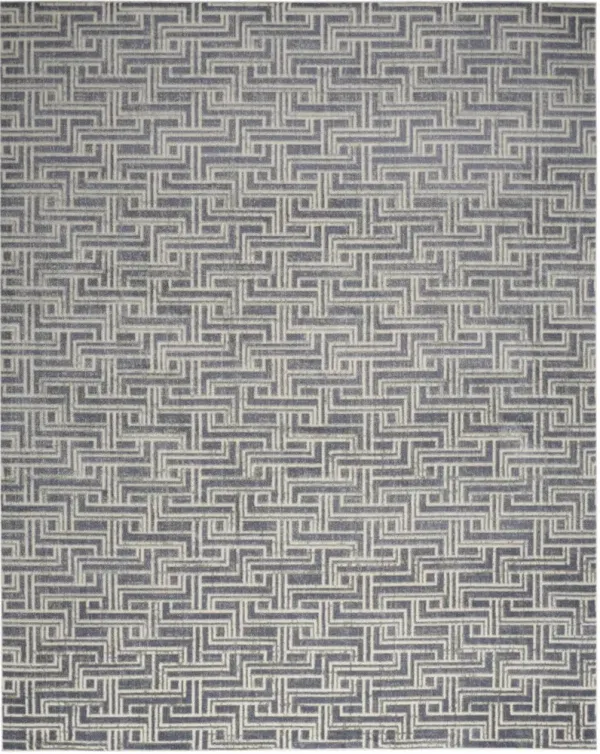 7.8' x 9.8' Geometric Distressed Area Rug - Blue