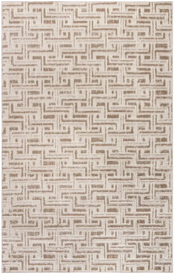 3.9' x 5.9' Geometric Distressed Area Rug - Brown