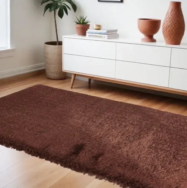 8' x 11' Shag Hand Tufted Area Rug - Brown