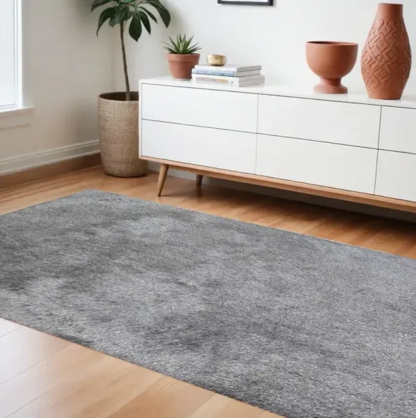 8' x 11' Shag Hand Tufted Polyester Area Rug - Gray