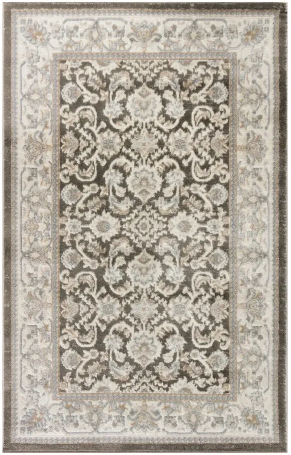 4' x 6' Floral Distressed Area Rug - Gray