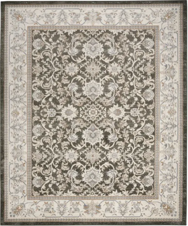 9' x 12' Floral Distressed Area Rug - Gray