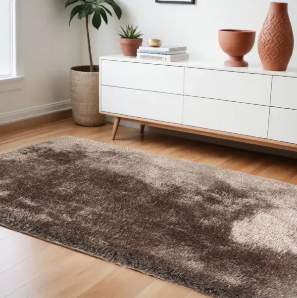 8' x 11' Shag Hand Tufted Polyester Area Rug - Charcoal