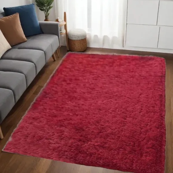 5' x 7' Shag Hand Tufted Area Rug - Red