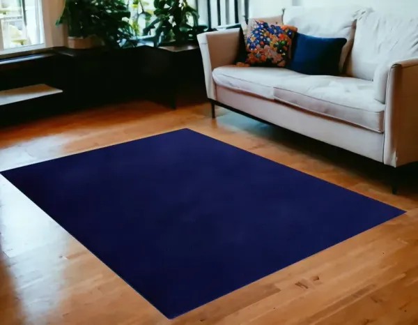 7' x 10' Faux Fur Shag Non Skid Area Rug - Navy Blue