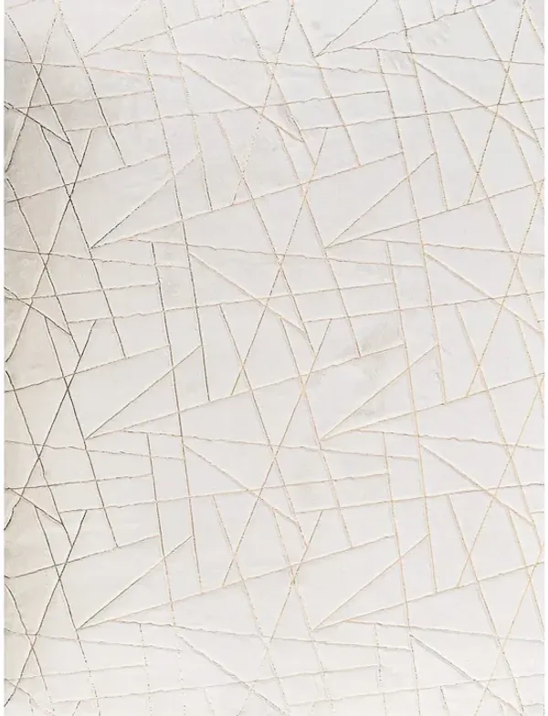 8' x 11' Faux Fur Abstract Shag Non Skid Area Rug - White And Gold
