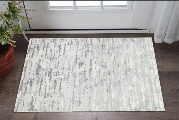 3' x 5' Abstract Washable Non Skid Area Rug - Black And Off White