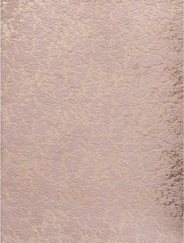 8' x 11' Faux Fur Abstract Shag Non Skid Area Rug - Pink And Gold