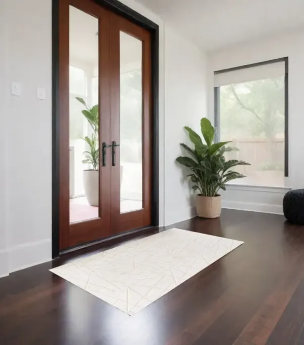 2' x 3' Faux Fur Abstract Shag Non Skid Area Rug - White And Gold