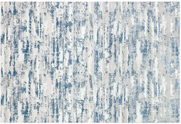3' x 5' Abstract Washable Non Skid Area Rug - Blue And Gray