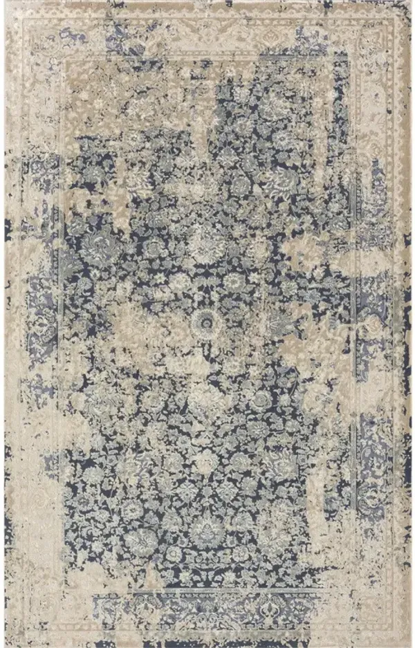 10' x 14' Square Floral Area Rug - Blue And Ivory