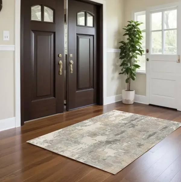 2' x 3' Abstract Area Rug - Gray And Beige