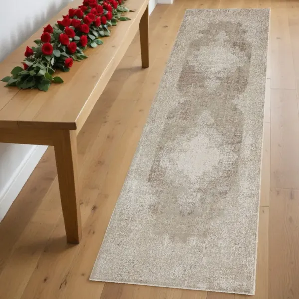 8' Runner Medallion Runner Rug - Ivory