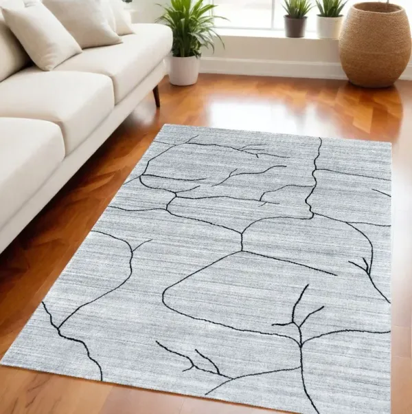 5' x 8' Abstract Hand Loomed Area Rug - Gray And Black