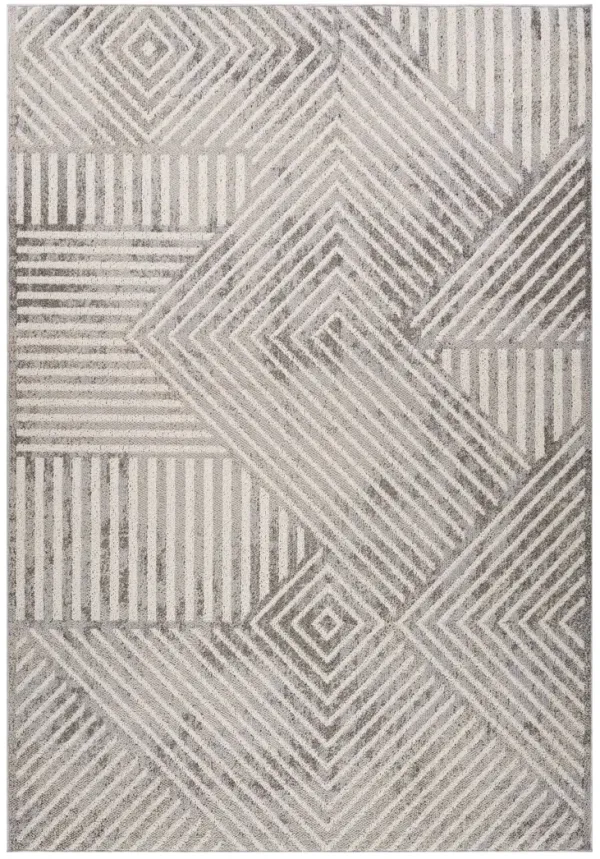 8' x 11' Modern Abstract Distressed Area Rug - Gray And Beige
