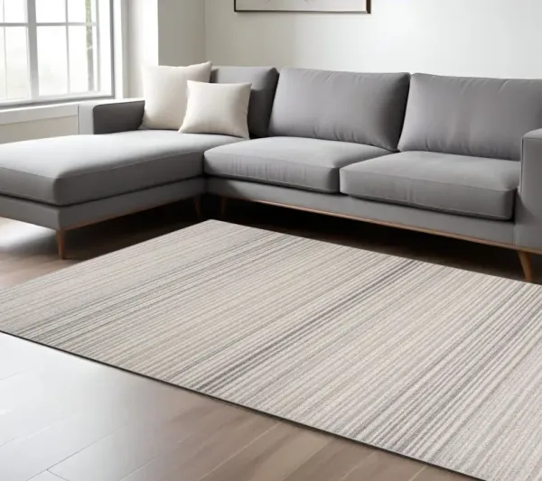 8' x 11' Abstract Non Skid Area Rug - Ivory And Gray