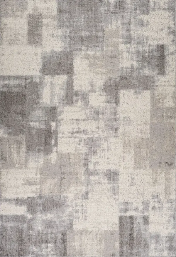 4' x 6' Abstract Distressed Polypropylene Area Rug - Gray And Beige