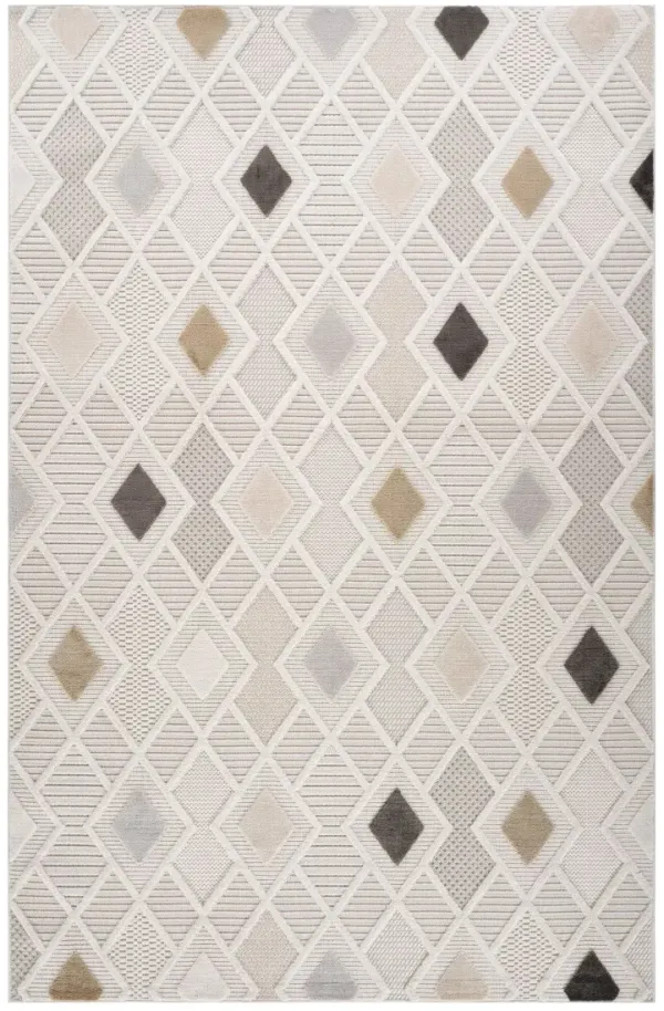 4' x 6' Abstract Distressed Polyester Area Rug - Cream