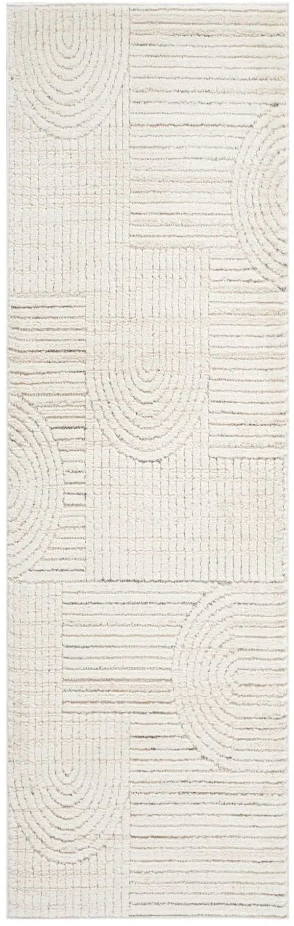 2' x 5' Abstract Distressed Area Rug - Cream And Beige