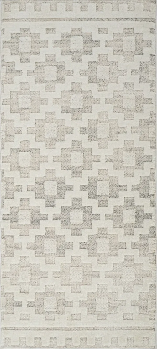 2' x 5' Moroccan Distressed Area Rug - Gray And Beige