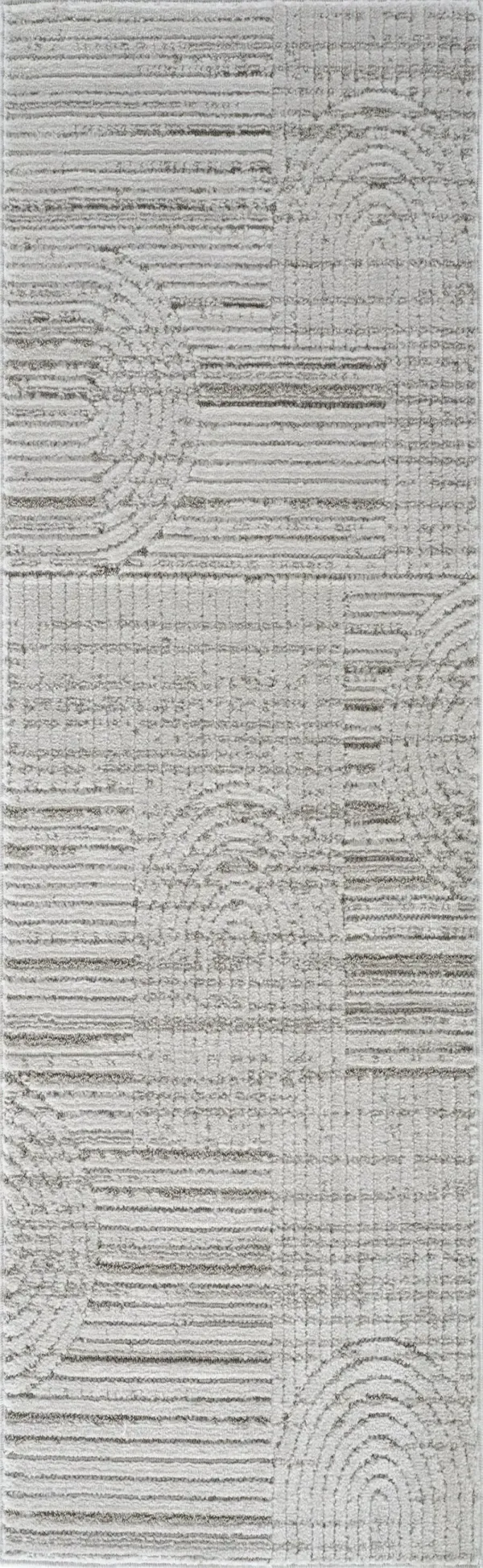8' Abstract Distressed Area Rug - Gray And Ivory