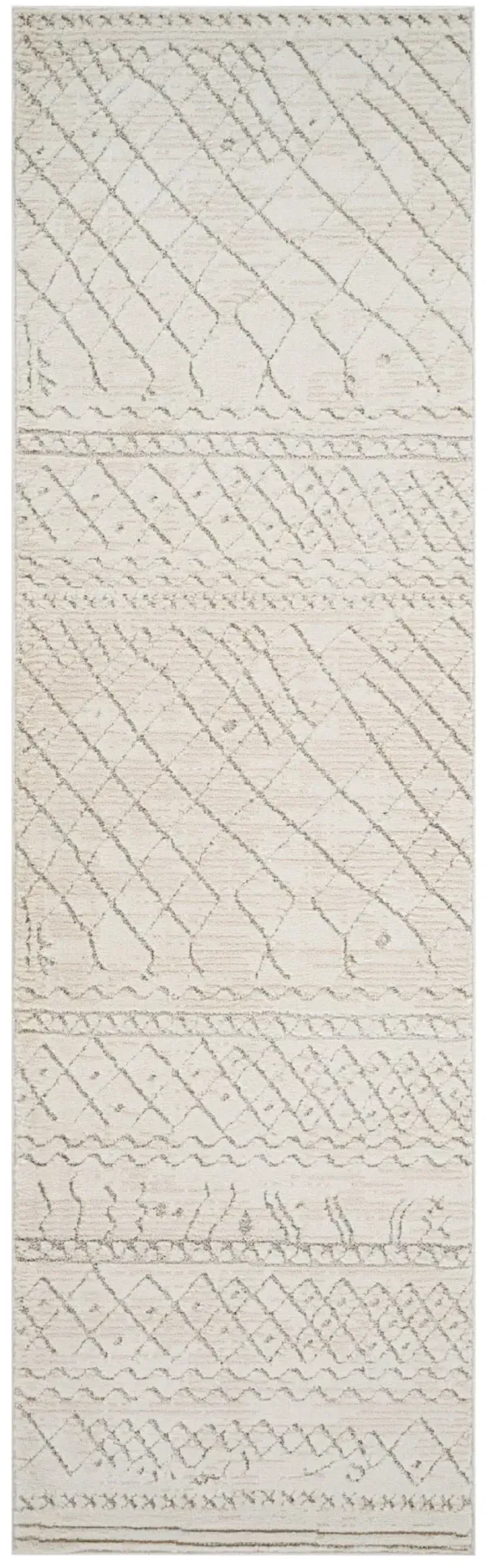 8' x 2' Abstract Distressed Polyester Area Rug - Gray And Beige