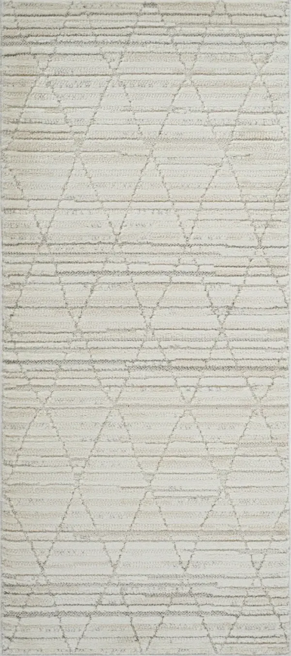 2' x 5' Geometric Distressed Area Rug - Beige