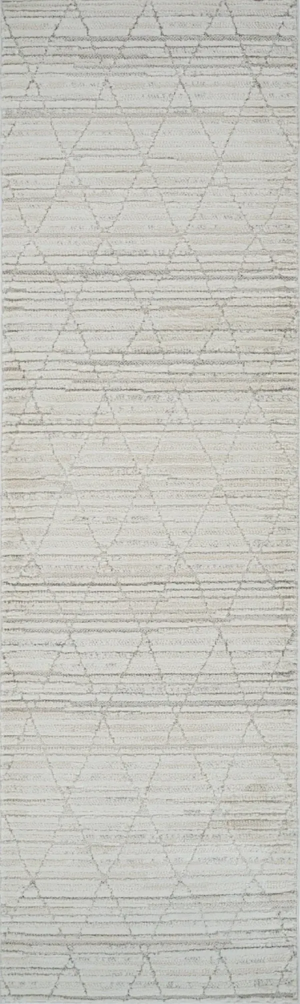 8' Geometric Distressed Polyester Area Rug - Gray And Beige
