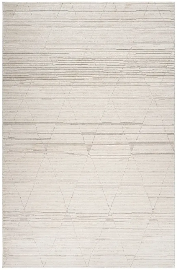 5' x 8' Geometric Non Skid Area Rug - Cream And Beige
